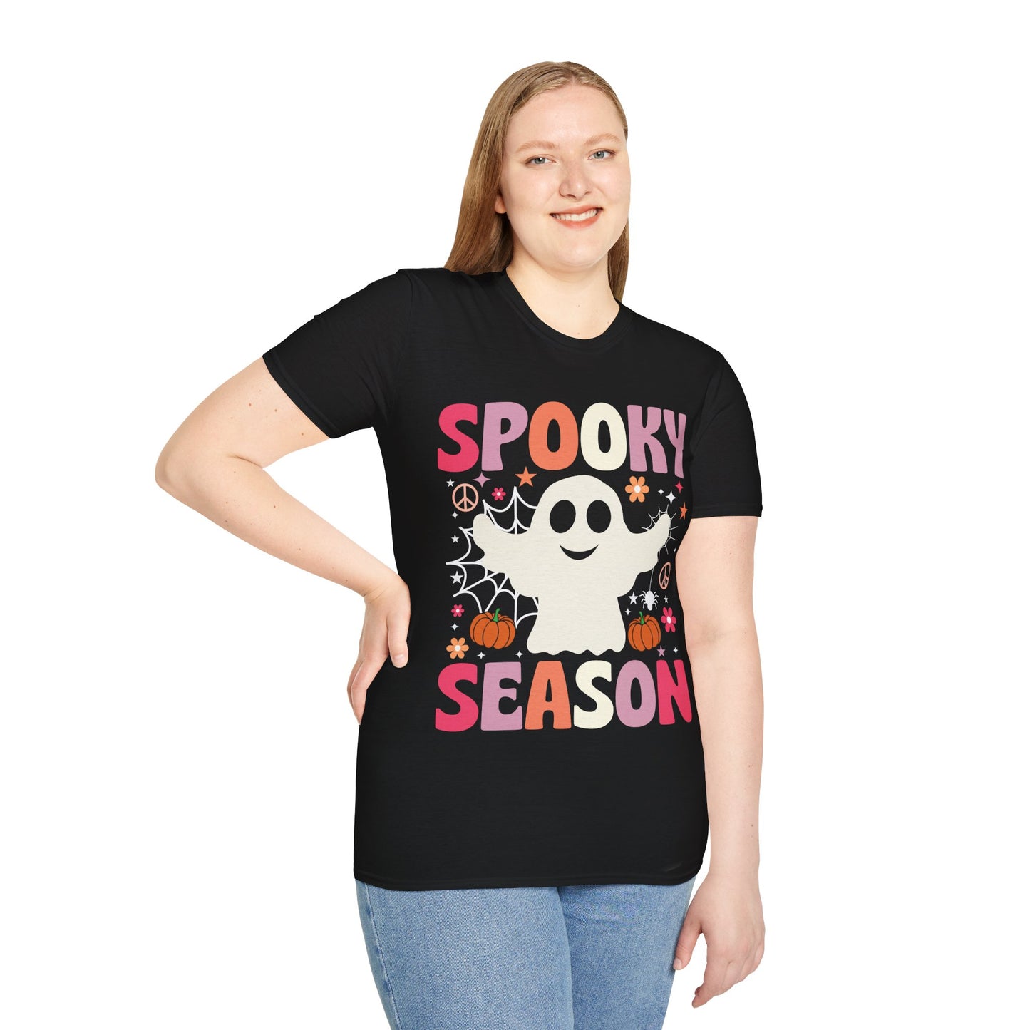 Groovy Spooky Season Cute Ghost Pumpkin Halloween T-Shirt For Men Women Kids