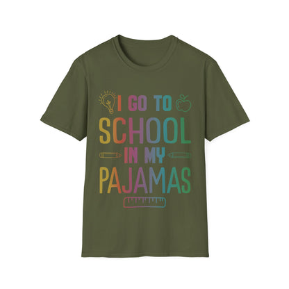 Funny I Go to School in My Pajamas Home School and Online Virtual T-Shirt