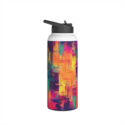 Glitch Art Pattern Stainless Steel Water Bottle with Twist-on Lid and Double-Wall Vacuum Insulation