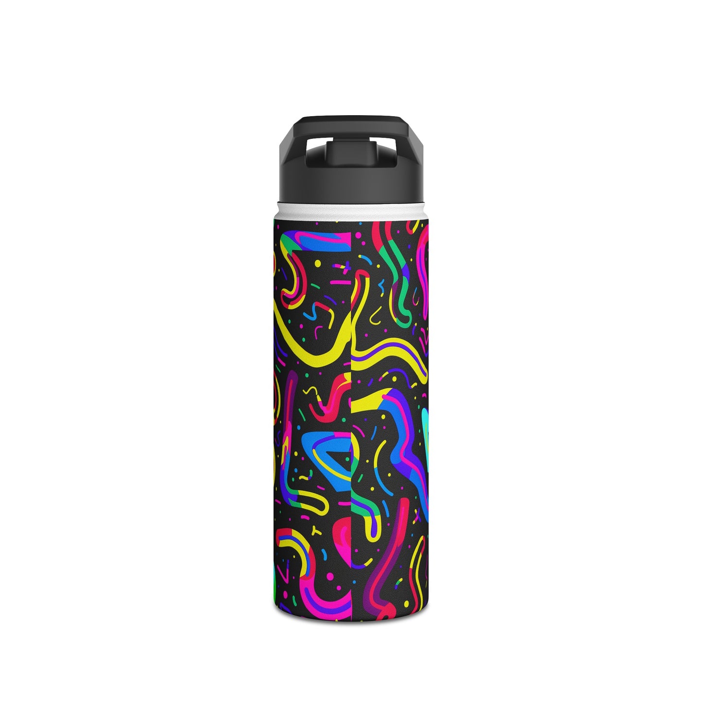 Neon Pattern Stainless Steel Water Bottle with Twist-on Lid and Double-Wall Vacuum Insulation