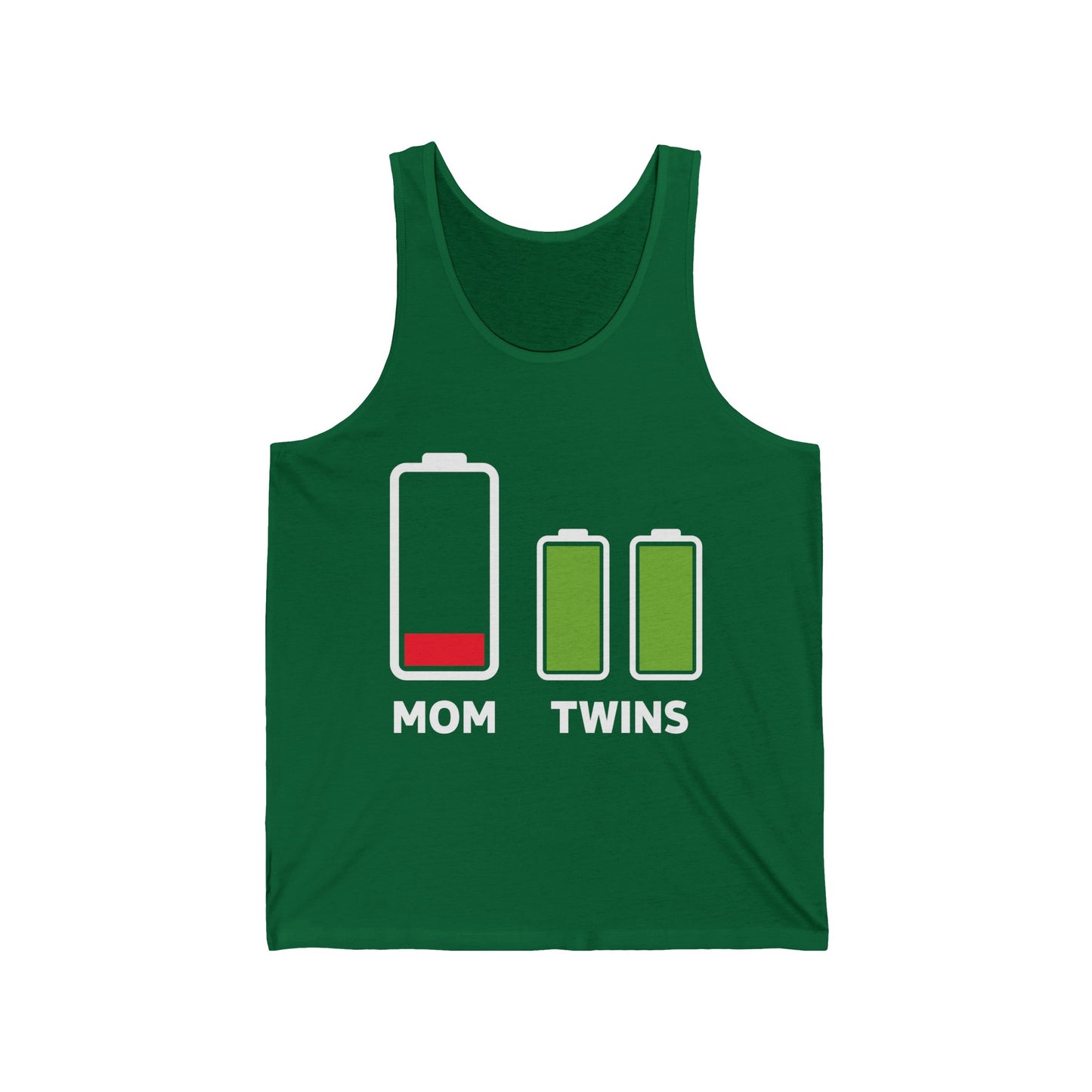 Funny Twin Mother Low Battery Tired Mom Of Twins Tank Tops