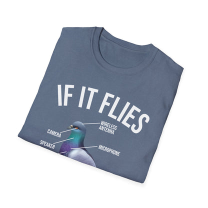 Funny If It Flies It Spies Pigeon Anatomy Bird aren't Real T-Shirt Men Women