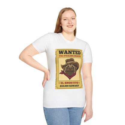 Vintage Pug Wanted Poster Cute Western Cowboy Funny Pug Dog T-Shirt For Men Women T-Shirt