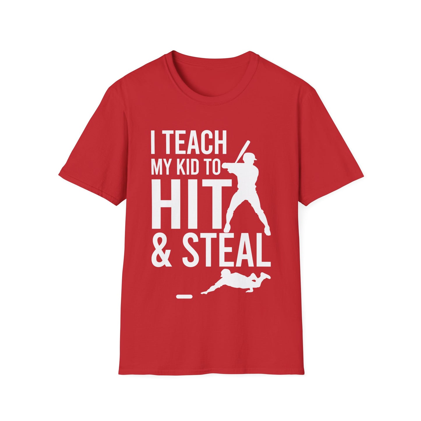 Funny I Teach My Kid to Hit and Steal Bat Helmet Baseball Sports T-Shirt Men