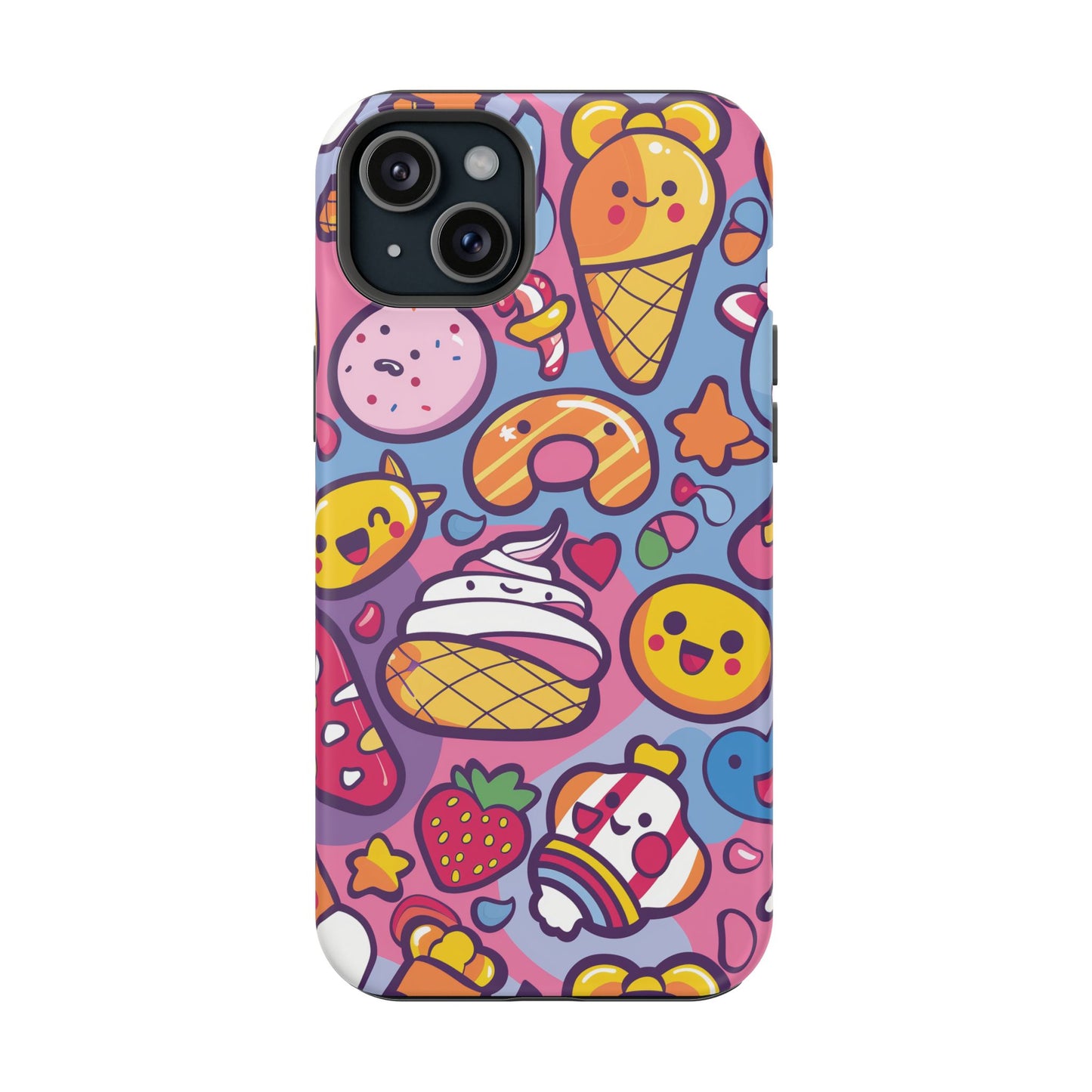 Kawaii Candyland Pattern iPhone 13 14 15 Pro Max Plus Case Compatible with MagSafe Tough Cases Protection, Magnetic Phone Case for iPhone  Classic Series