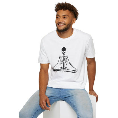 Meditating Skeleton Funny Freaky Yoga Zen Balance Halloween Costume Shirt for Men Women T-Shirt