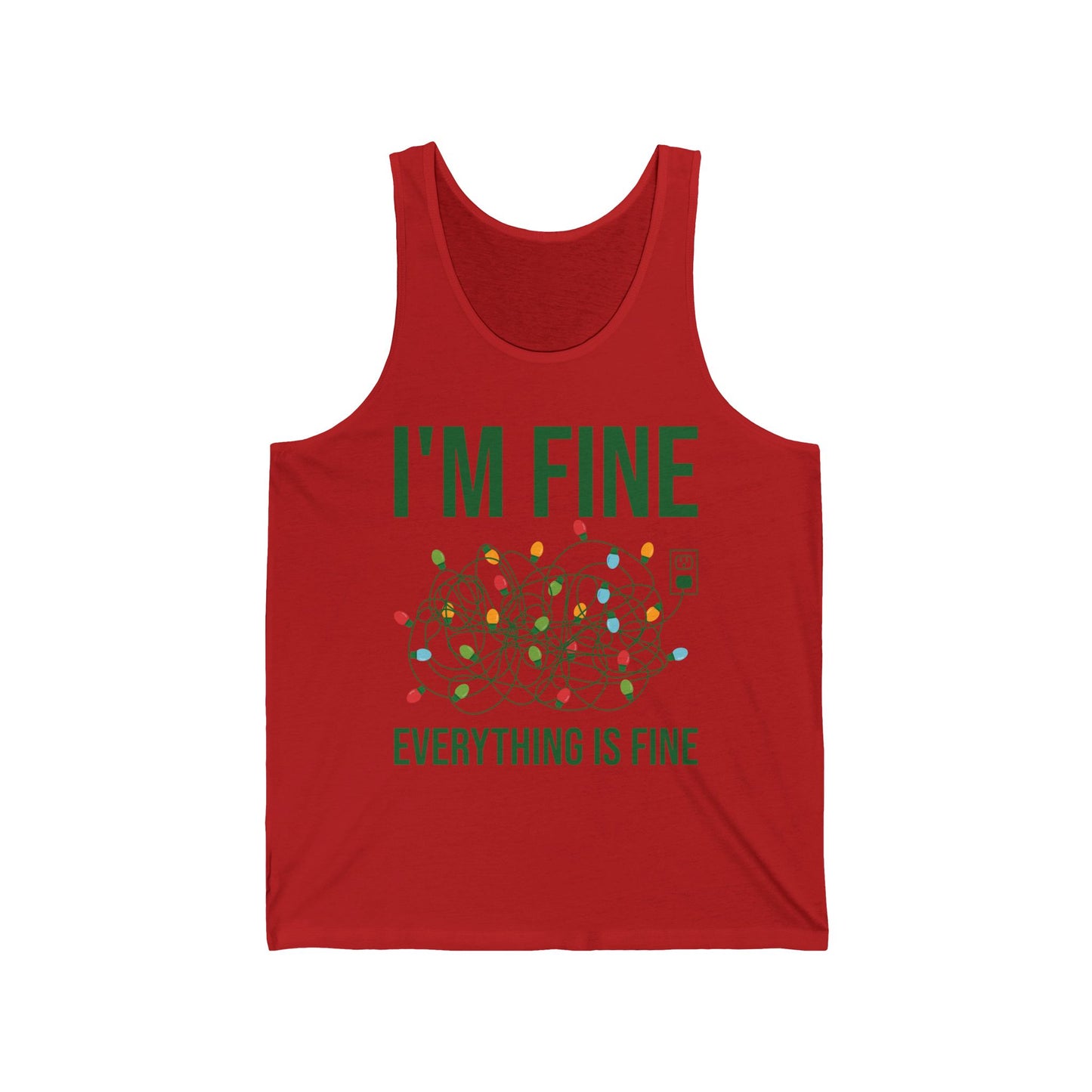 Funny I'm Fine Everything Is Fine Christmas Lights Xmas Tank Top Men Women