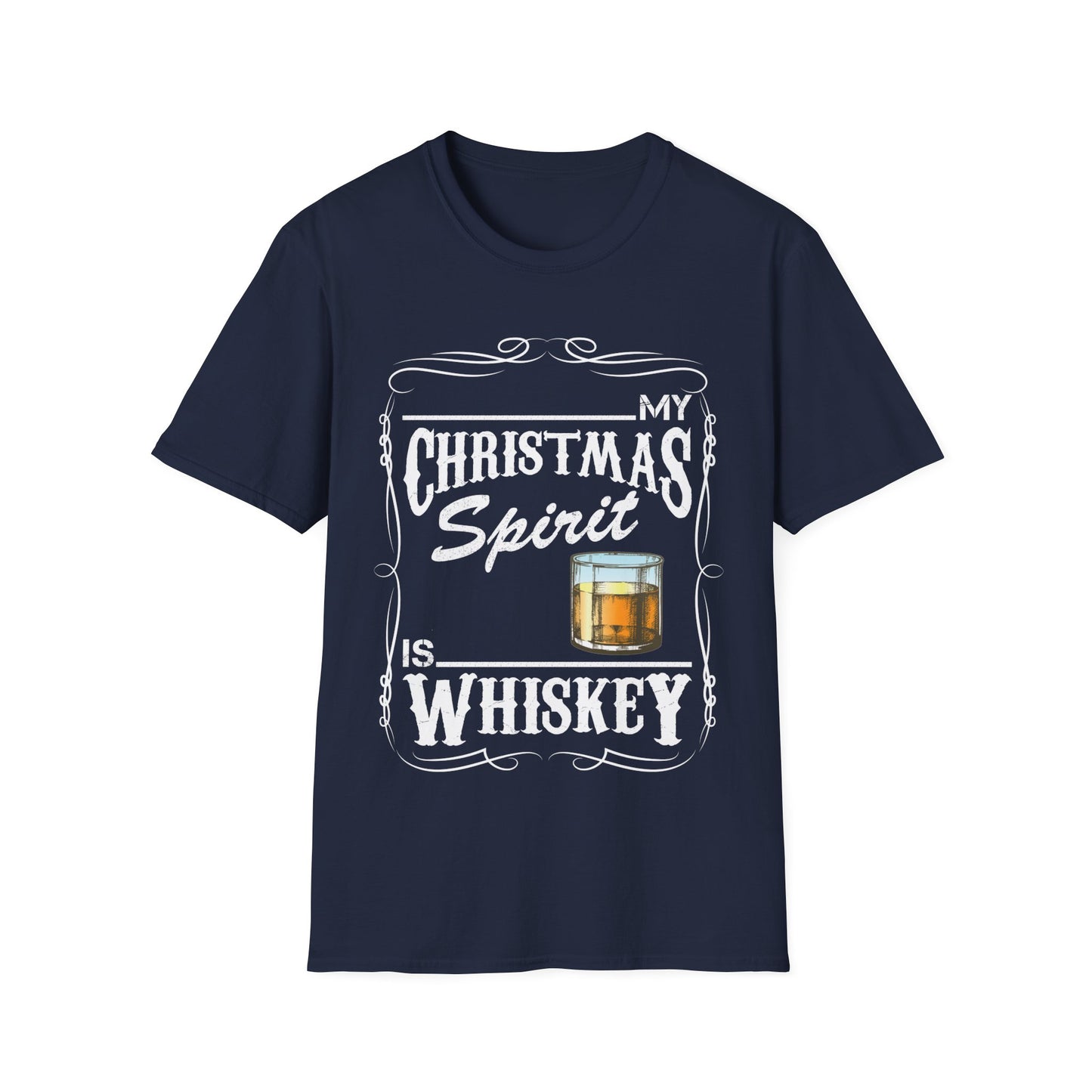 Funny Whiskey Is My Christmas Spirit Xmas Drinking Vintage T-Shirt