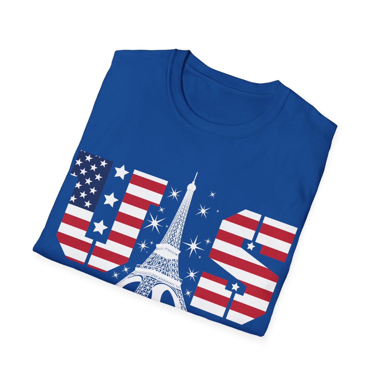 USA Eiffel Tower 2024 Summer Sports Patriotic Supporter T-Shirt For Men Women T-Shirt