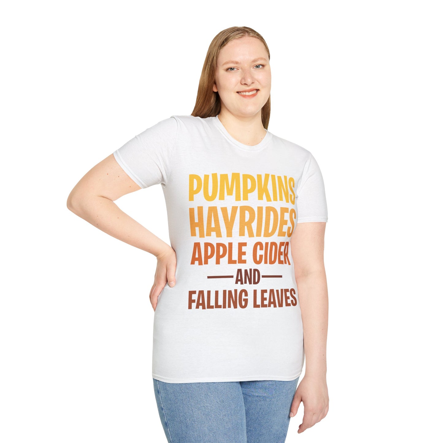 Pumpkins Hayrides Apple Cider & Falling Leaves Halloween T-Shirt Men Women