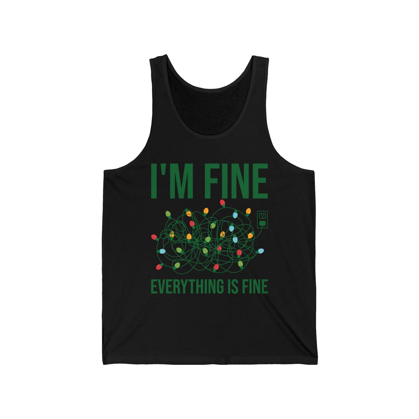 Funny I'm Fine Everything Is Fine Christmas Lights Xmas Tank Top Men Women