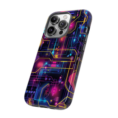 Cyberpunk Neon Vibrant Pattern iPhone 13 14 15 16 Pro Max Plus Case Wireless Charging Compatible Tough Cases Protection, Magnetic Phone Case for iPhone Classic Series