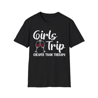 Funny Girls Trip Cheaper Than Therapy Beach Vacation Party T-Shirt For Women