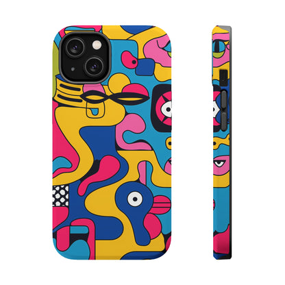 Pop Culture Fun Pattern iPhone 13 14 15 Pro Max Plus Case Compatible with MagSafe Tough Cases Protection, Magnetic Phone Case for iPhone  Classic Series