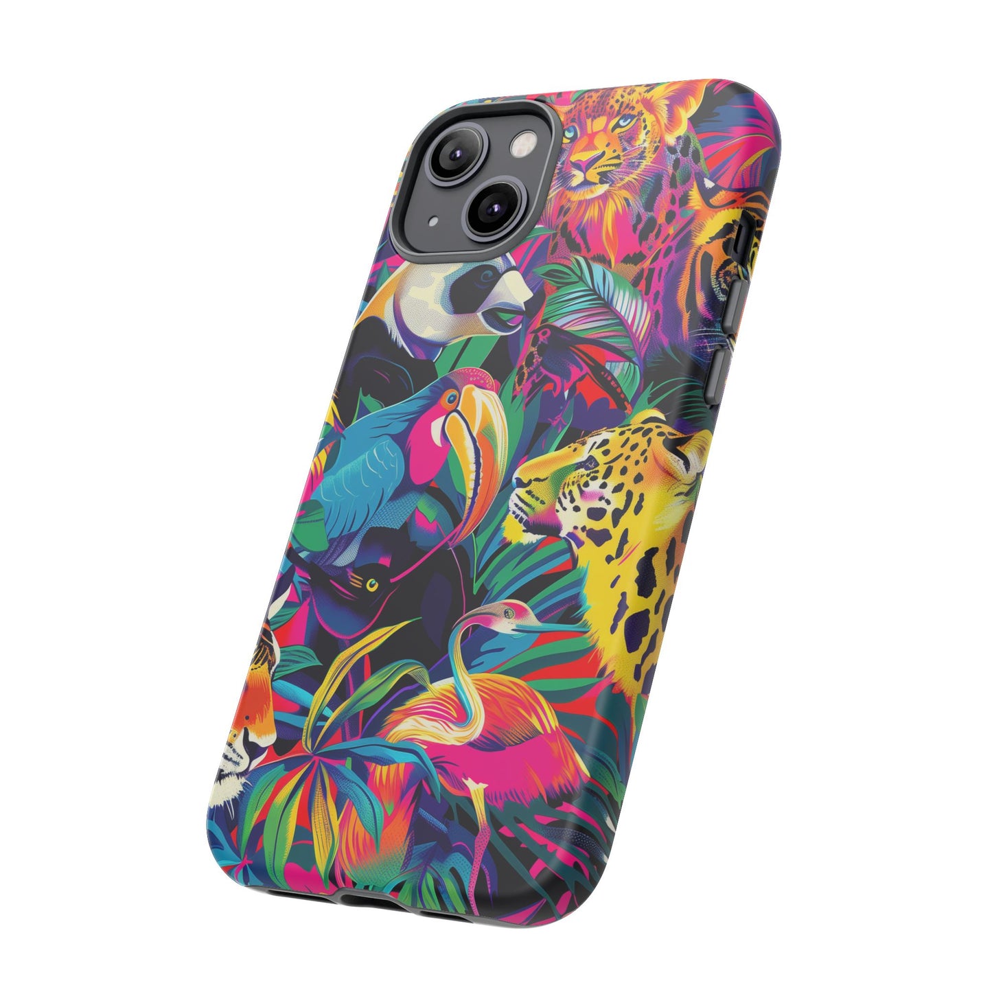 Animal Collage Pattern iPhone 13 14 15 16 Pro Max Plus Case Wireless Charging Compatible Tough Cases Protection, Magnetic Phone Case for iPhone Classic Series