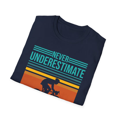 Men's Never Underestimate An Old Man On A Bike Grandpa Grandfather T-Shirt Men Women