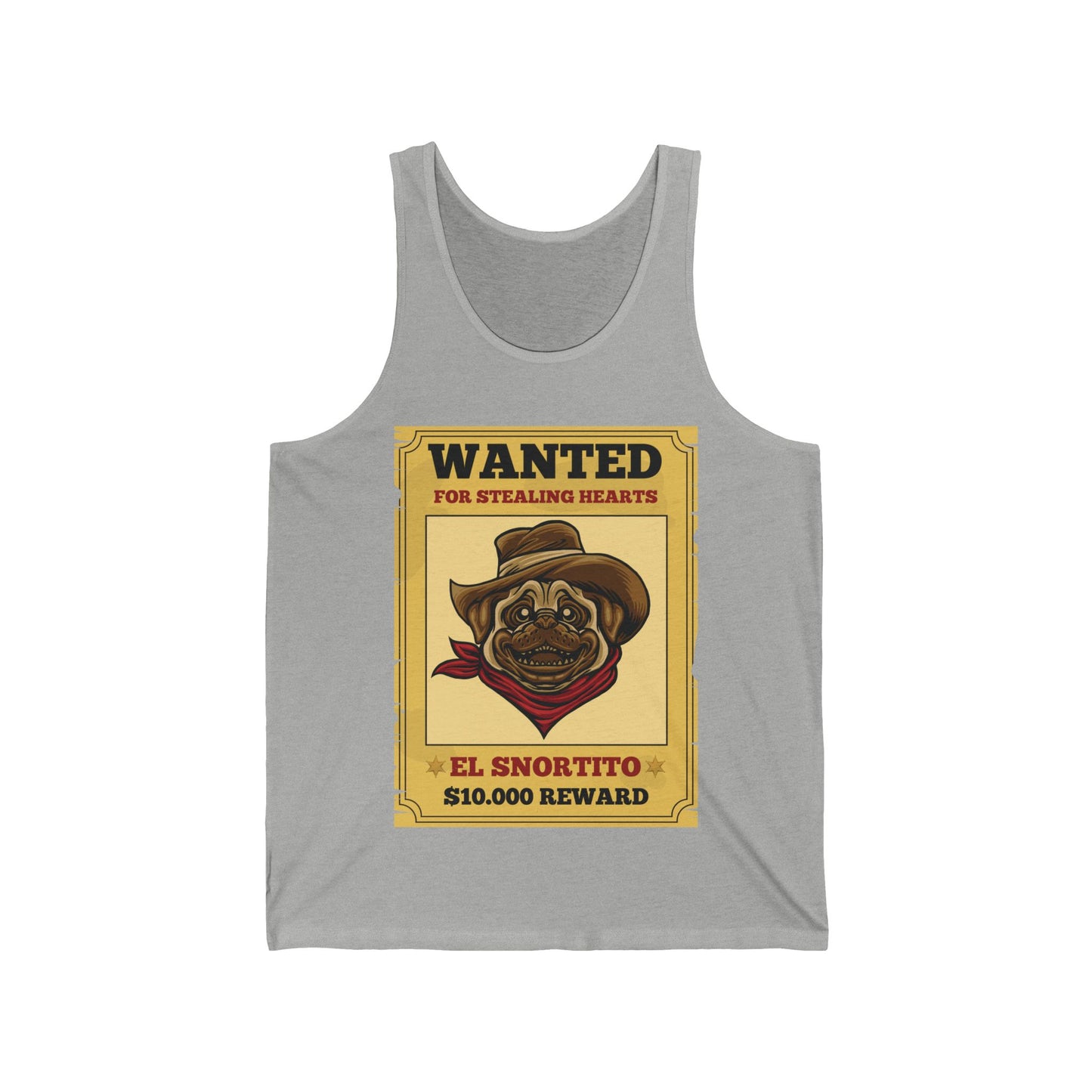 Vintage Pug Wanted Poster Cute Western Cowboy Funny Pug Dog Tank Top For Men Women Tank Top