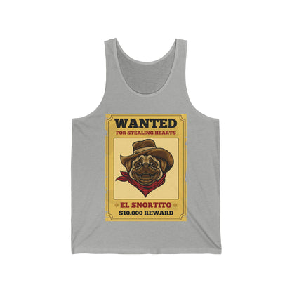 Vintage Pug Wanted Poster Cute Western Cowboy Funny Pug Dog Tank Top For Men Women Tank Top
