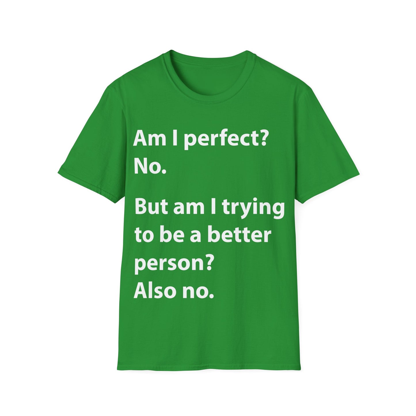 Funny Am I Perfect No. Am I Trying To Be A Better Person Also No Sarcastic T-Shirt
