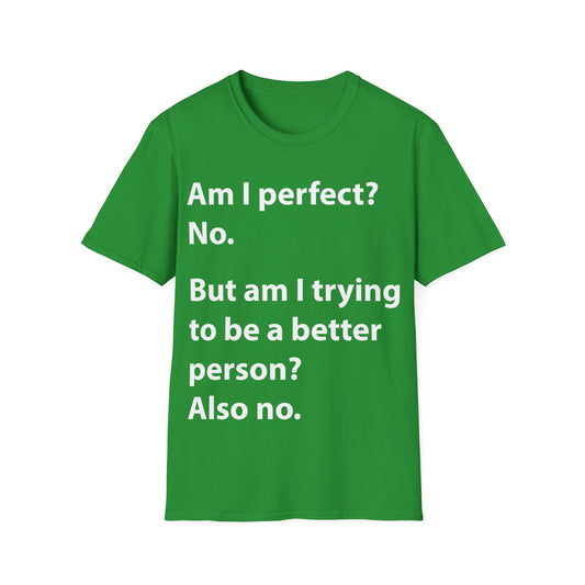 Funny Am I Perfect No. Am I Trying To Be A Better Person Also No Sarcastic T-Shirt