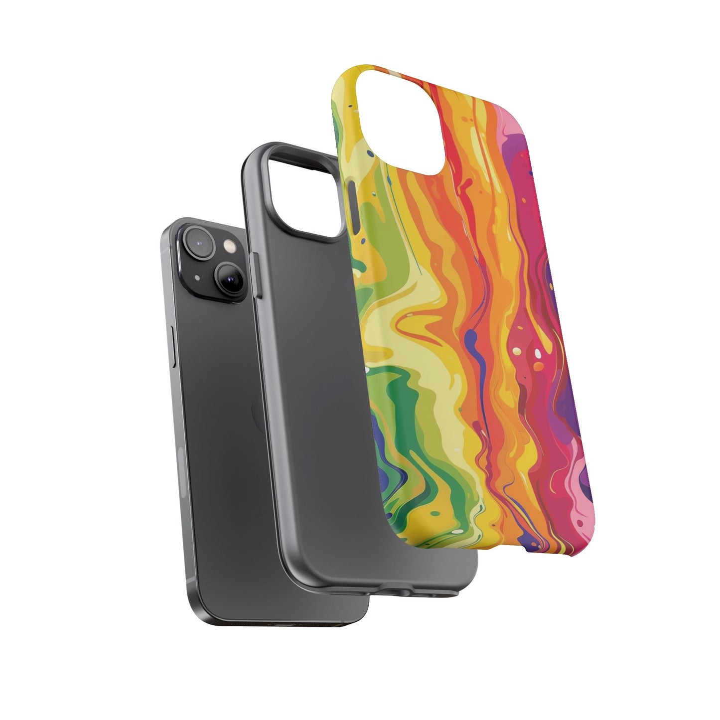 Rainbow Splash Vibrant iPhone 13 14 15 16 Pro Max Plus Case Wireless Charging Compatible Tough Cases Protection, Magnetic Phone Case for iPhone Classic Series