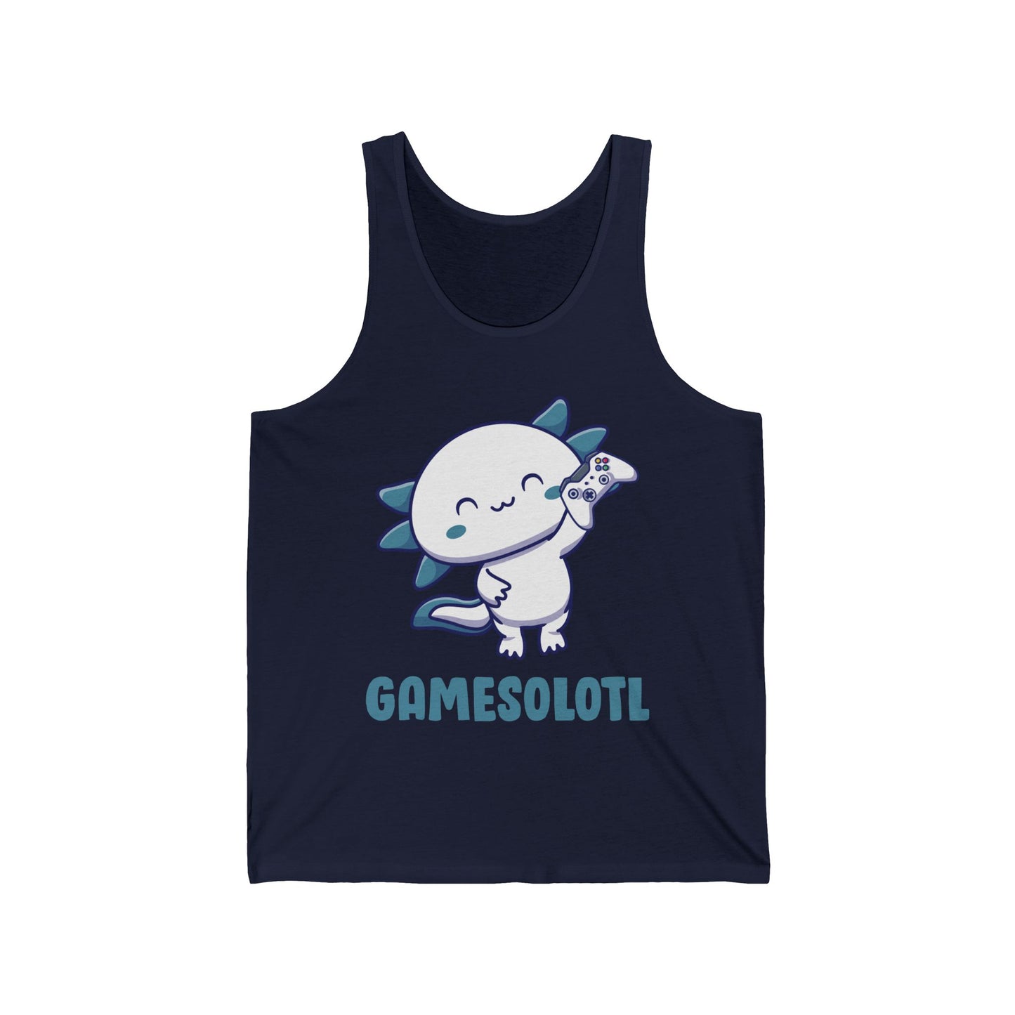 Funny Gamesolotl Gamer Axolotl Fish Playing Video Games Lizard Gaming Tank Top Men Women