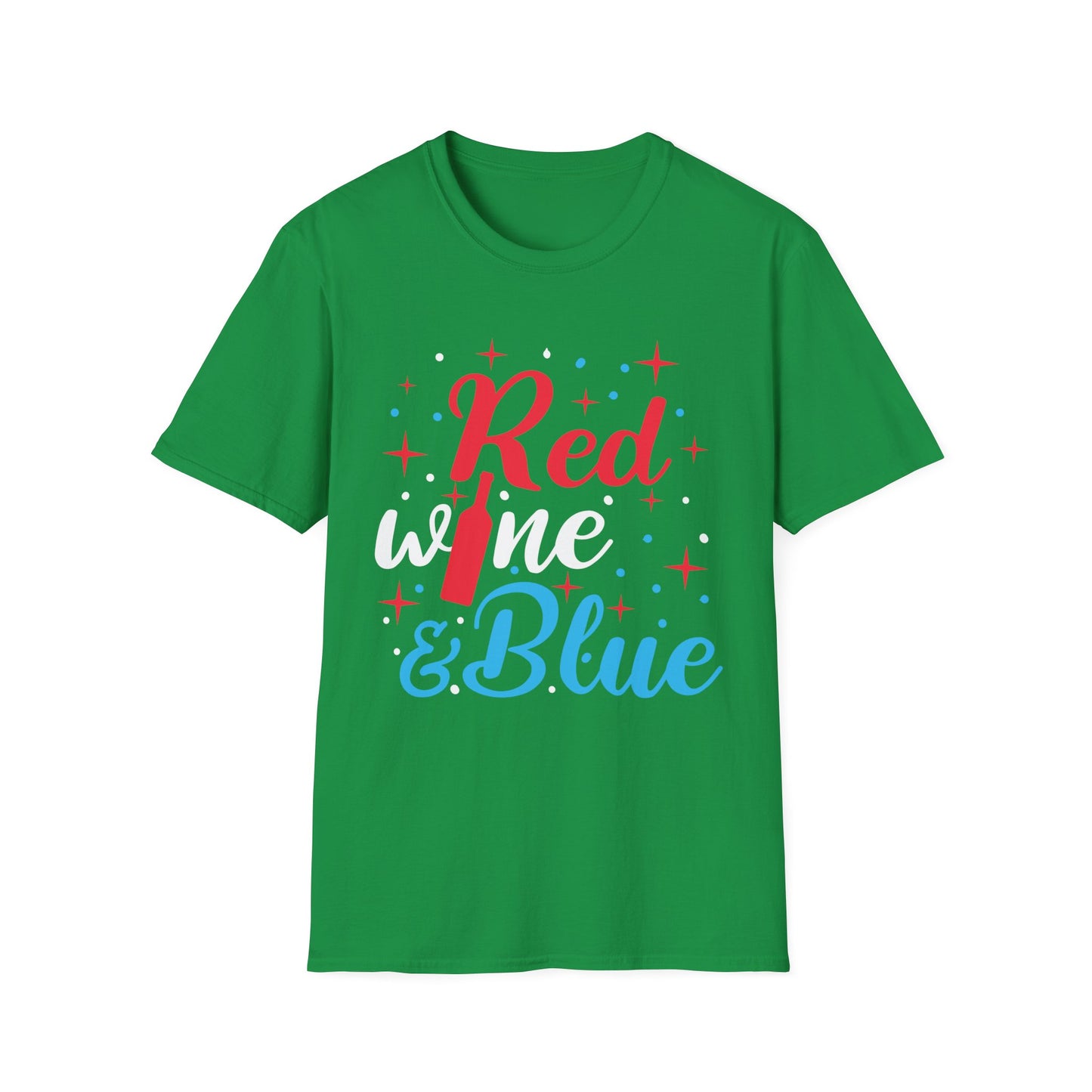 Funny Red White and Blue Wine T-Shirt 4th of July Drinking T-Shirt For Women