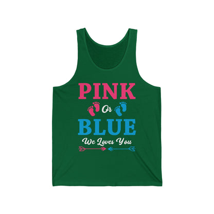 Pink Or Blue We Loves You Baby Gender Reveal Party Shower Tank Tops