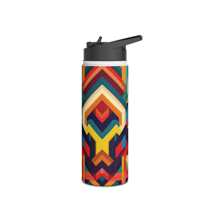 Geometric Illusion Pattern Stainless Steel Water Bottle with Twist-on Lid and Double-Wall Vacuum Insulation