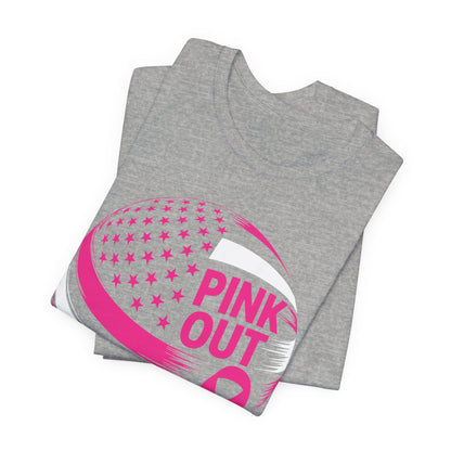 Volley Ball Pink Ribbon Breast Cancer Awearness USA Flag T-Shirt For Men Women