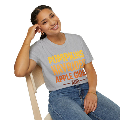 Pumpkins Hayrides Apple Cider & Falling Leaves Halloween T-Shirt Men Women