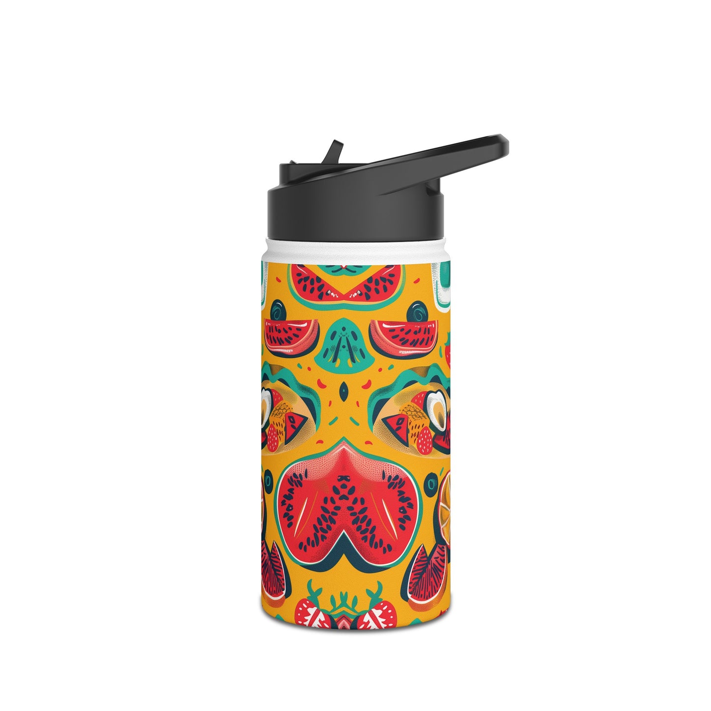 Food Paradise vibrant Colored Pattern Stainless Steel Water Bottle with Twist-on Lid and Double-Wall Vacuum Insulation