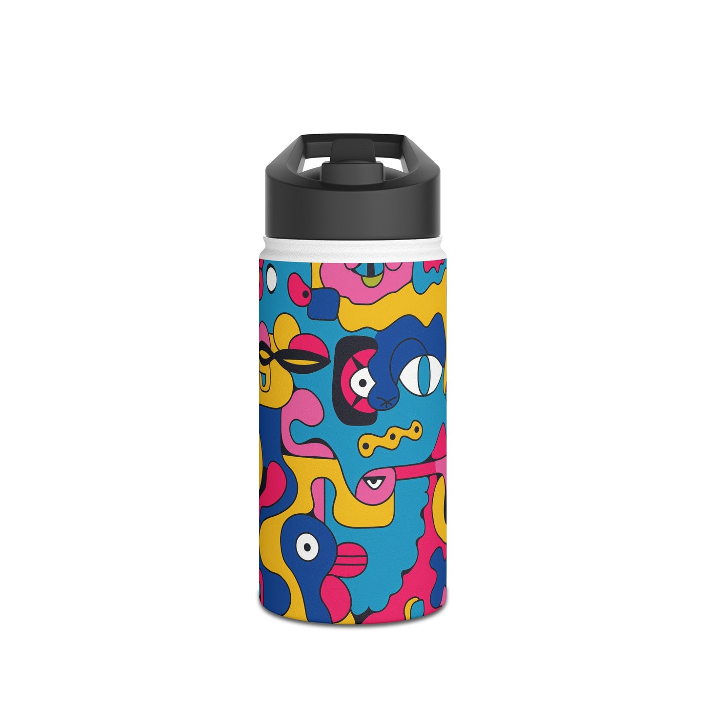 Pop Culture Fun Pattern Stainless Steel Water Bottle with Twist-on Lid and Double-Wall Vacuum Insulation