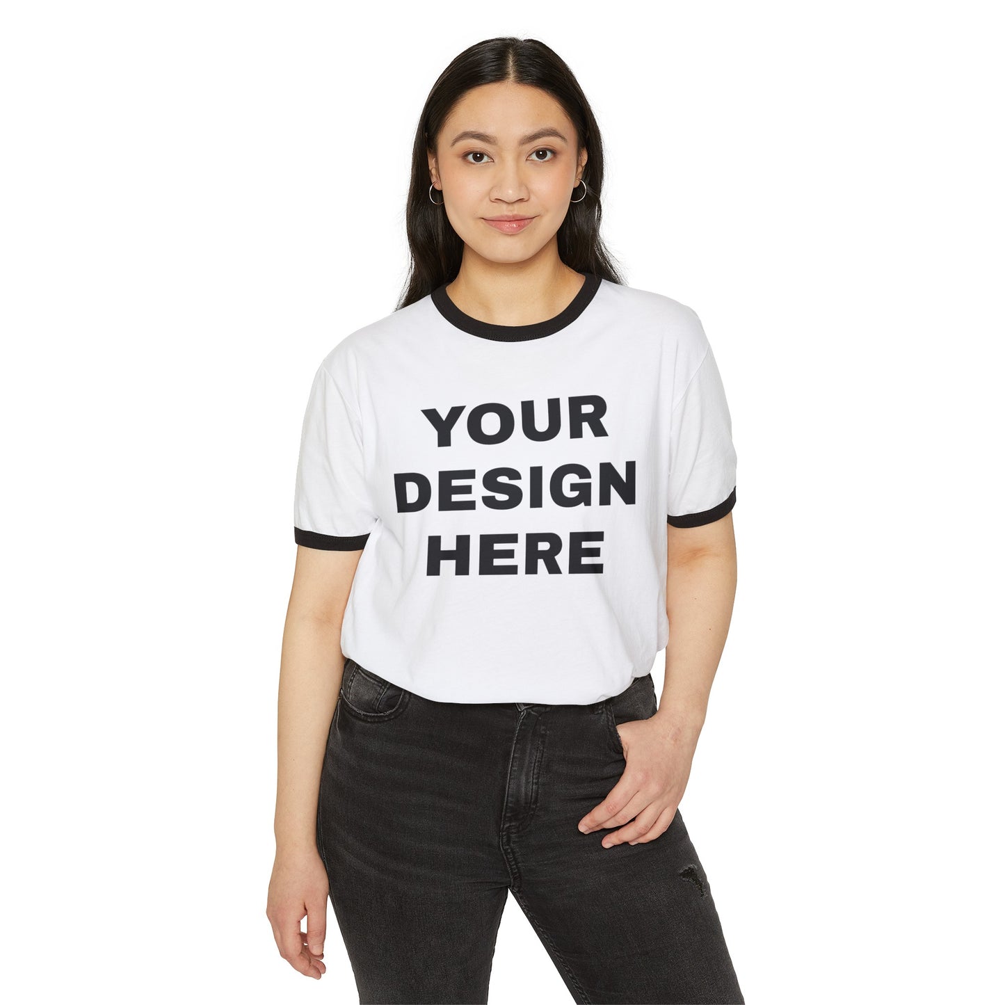 Custom Text Personalized Your Design on T-Shirt Unisex Cotton Ringer T-Shirt For Men Women