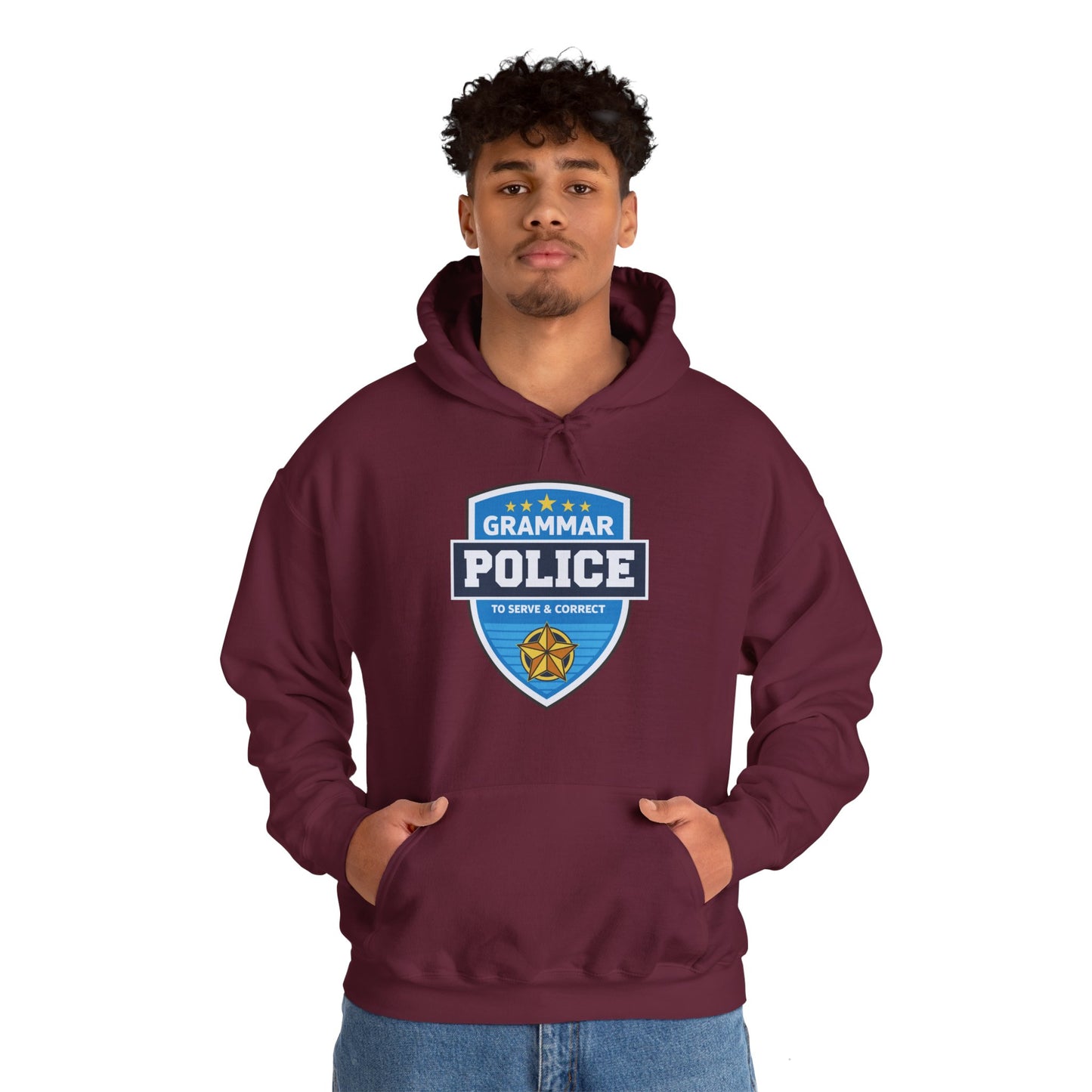 Grammar Police Badge To Serve and Correct Teacher Student Hoodie For Men Women