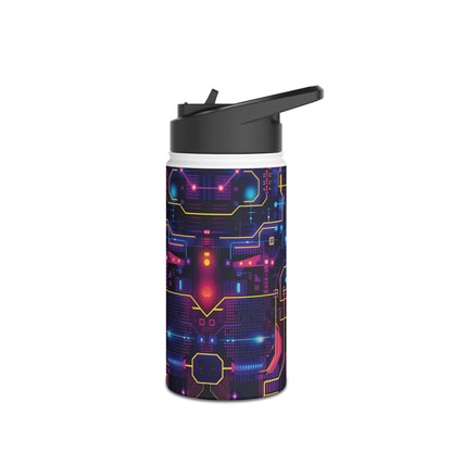 Cyberpunk Neon Vibran Pattern Stainless Steel Water Bottle with Twist-on Lid and Double-Wall Vacuum Insulation