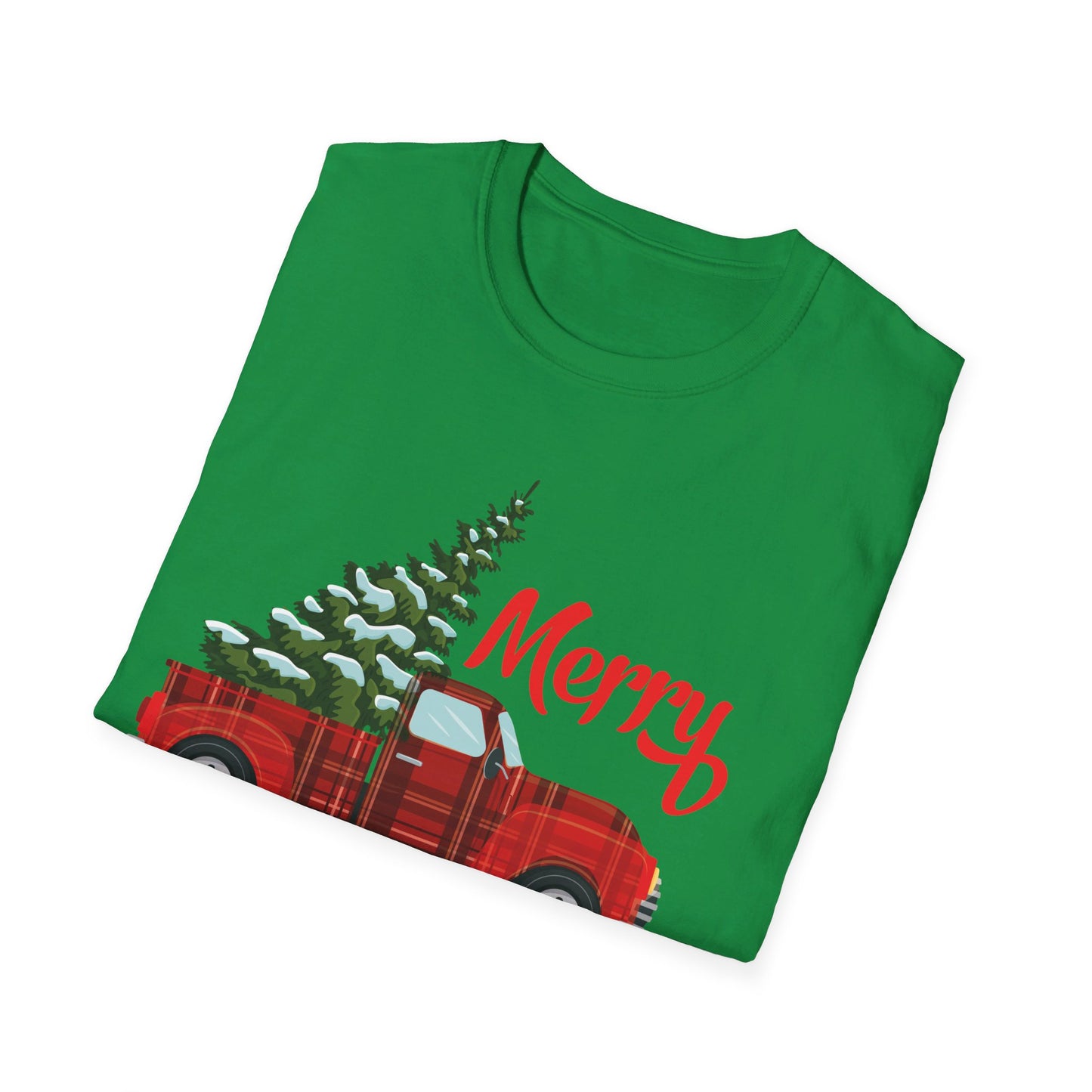 Merry Christmas Buffalo Plaid Red Truck Tree Xmas T-Shirt Men Women