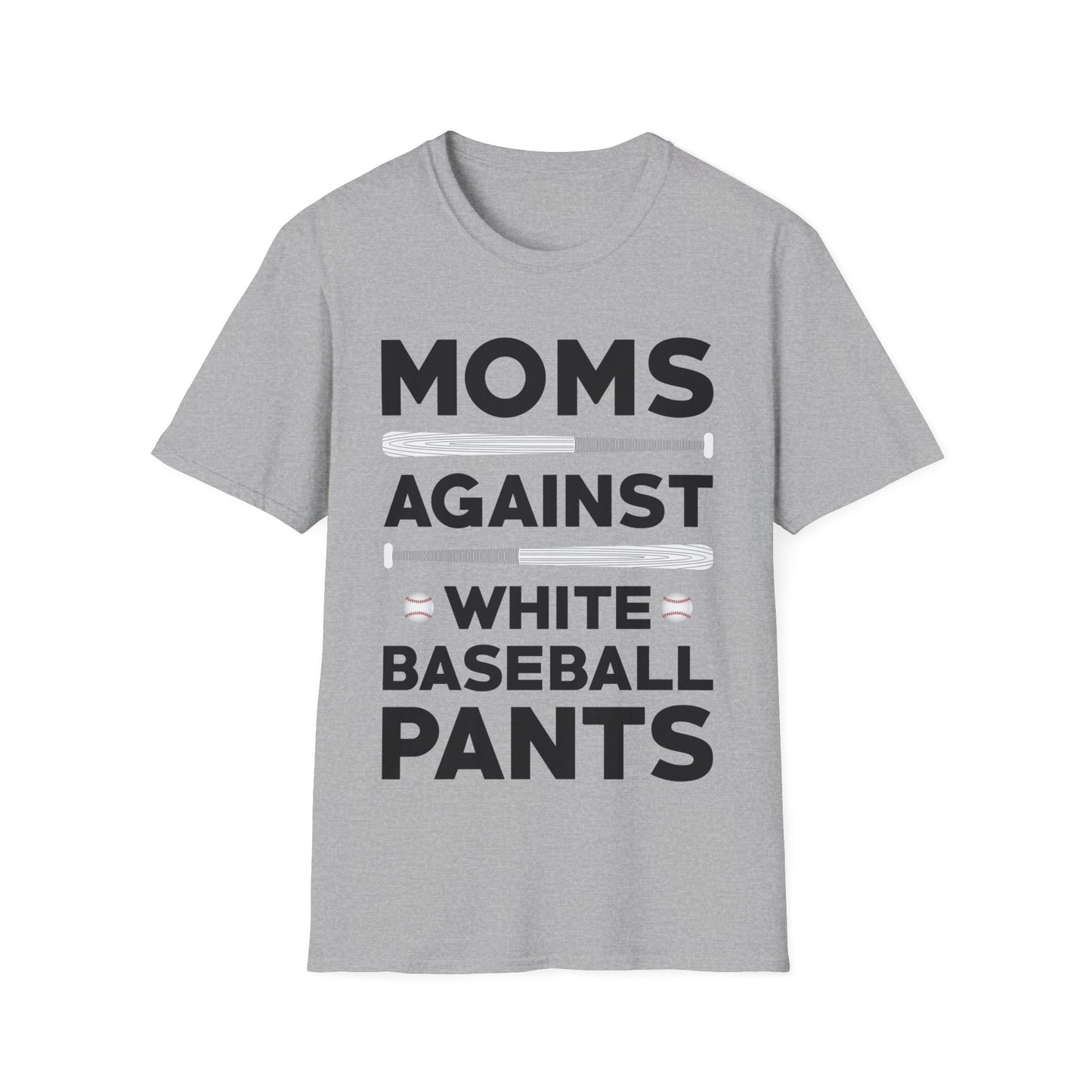 Funny Moms Against White Baseball Pants Tee Baseball Mothers Day T-Shirt