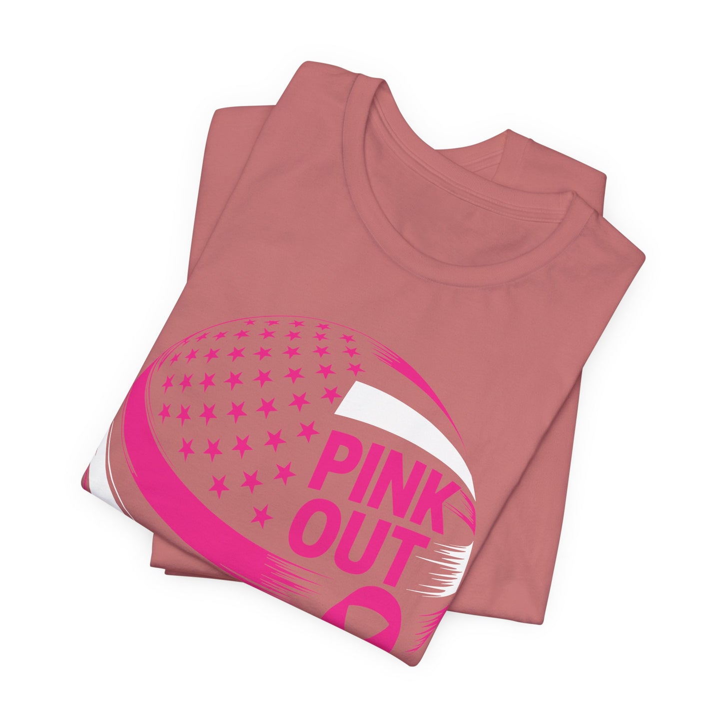 Volley Ball Pink Ribbon Breast Cancer Awearness USA Flag T-Shirt For Men Women