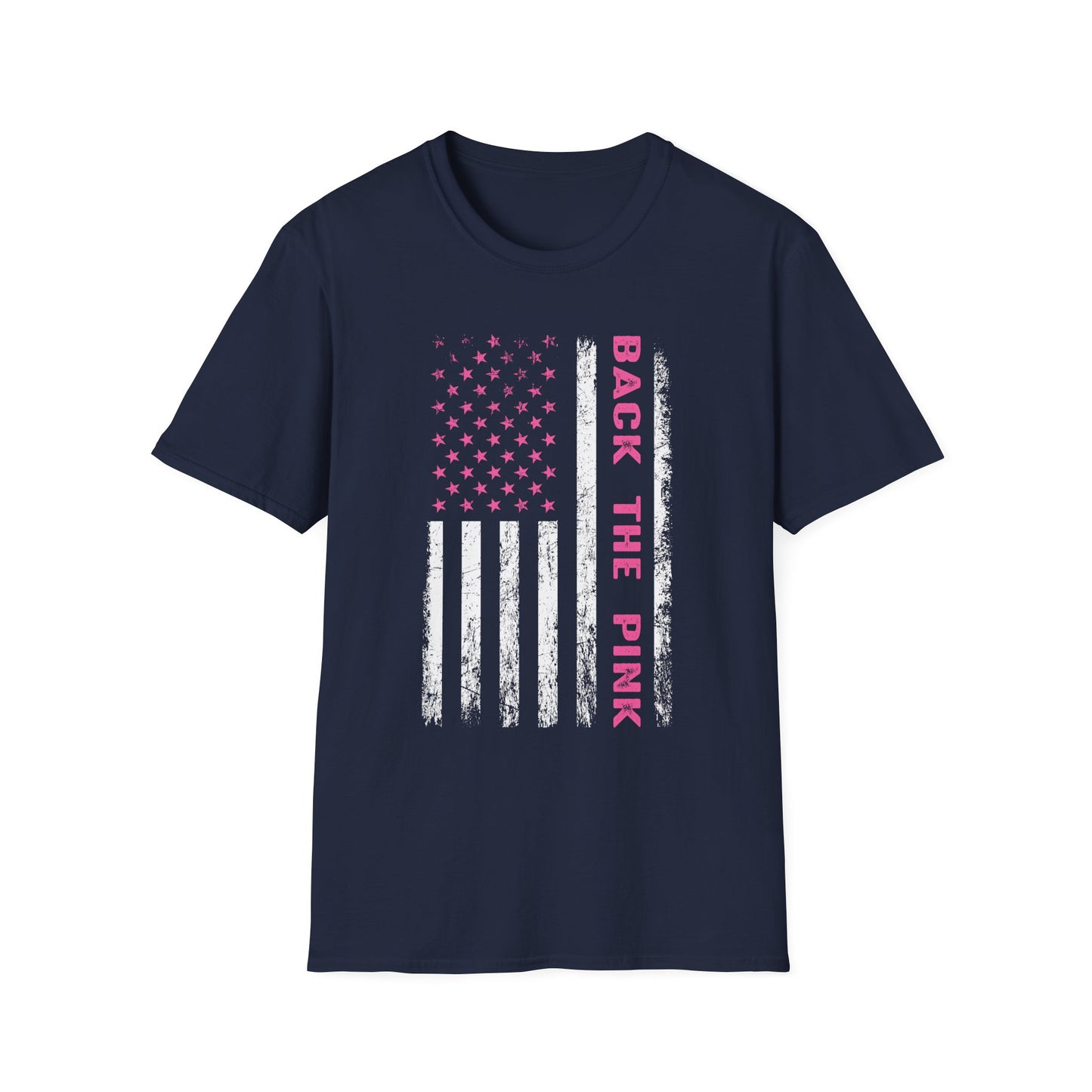 Back The Pink USA Flag Pink Breast Cancer Awareness October Tshirt