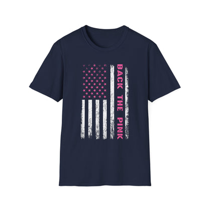 Back The Pink USA Flag Pink Breast Cancer Awareness October Tshirt