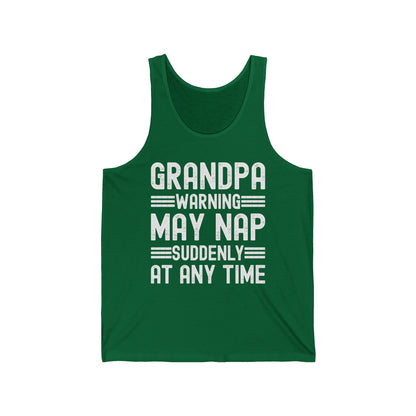 Funny Mens Grandpa Warning May Nap Suddenly At Any Time Vintage Father Day Tank Top