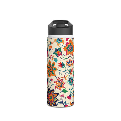 Fiesta Fiesta White Pattern Stainless Steel Water Bottle with Twist-on Lid and Double-Wall Vacuum Insulation