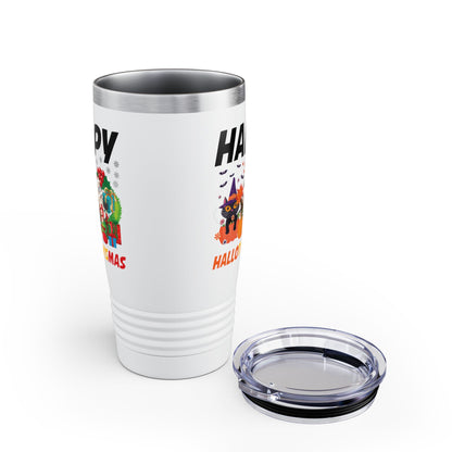 Funny Happy Hallothanksmas Halloween Thanksgiving Christmas Mash Up Tumbler Men Women Kids