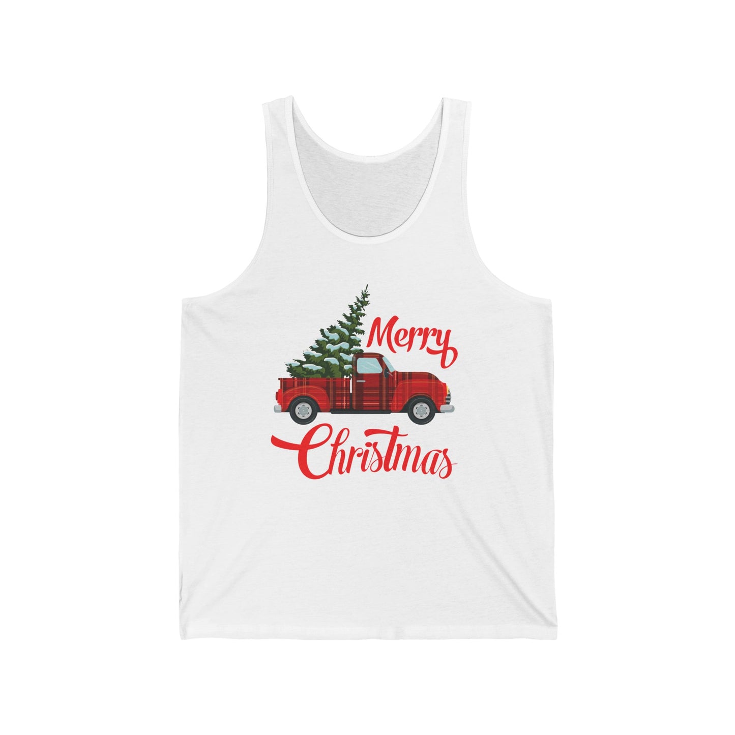 Merry Christmas Buffalo Plaid Red Truck Tree Xmas Tank Top Men Women