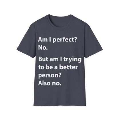 Funny Am I Perfect No. Am I Trying To Be A Better Person Also No Sarcastic T-Shirt