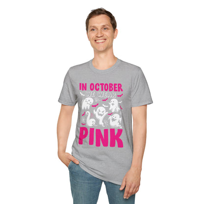 Groovy Wear Pink Breast Cancer Warrior Cute Ghost Halloween T-Shirt