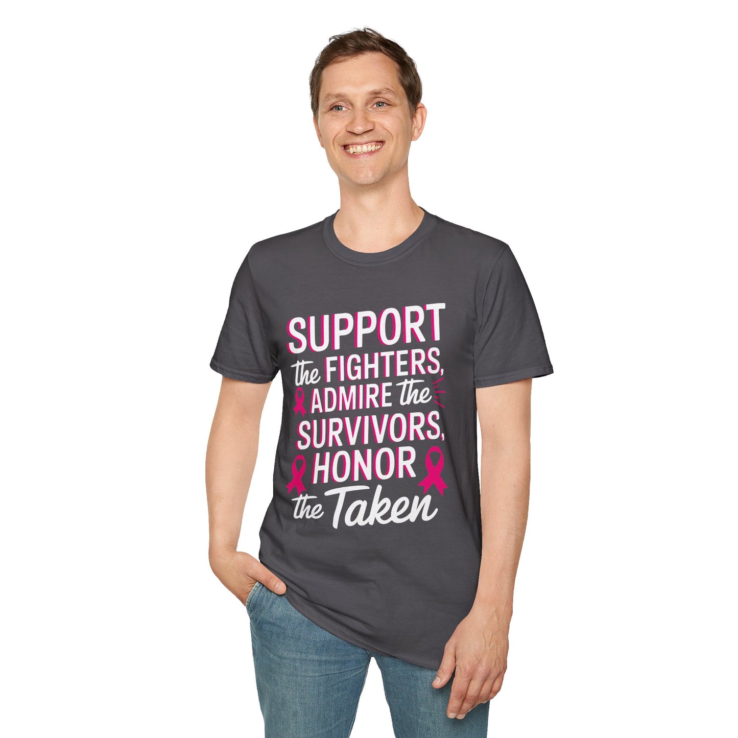 Breast Cancer Awareness Support Fighters Admire Survivors T-Shirt For Men Women