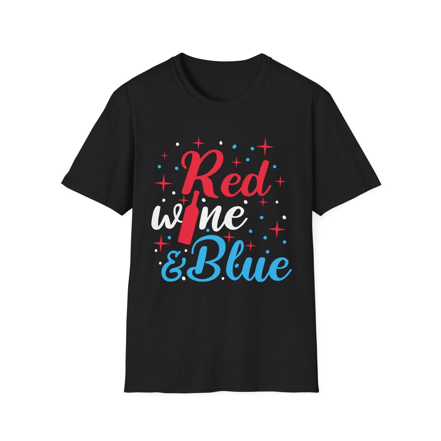 Funny Red White and Blue Wine T-Shirt 4th of July Drinking T-Shirt For Women