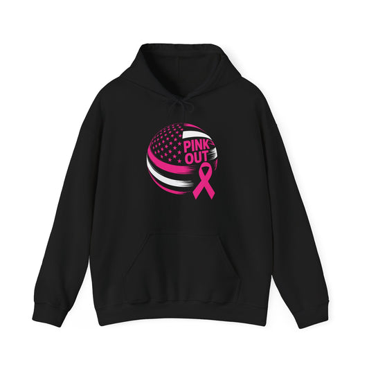 Volley Ball Pink Ribbon Breast Cancer Awearness USA Flag Hoodies For Men Women